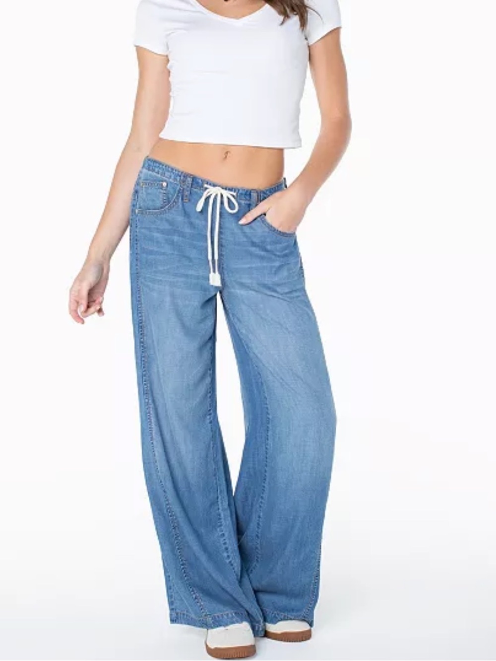 Celebrity Pink Light-Weight Wide-Leg Drawstring Jeans XL